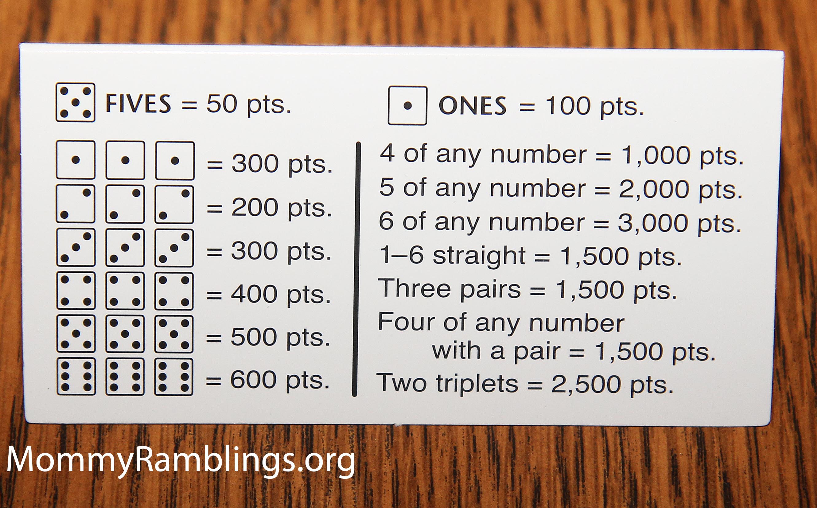 Can you find a printable list of Farkle rules online?